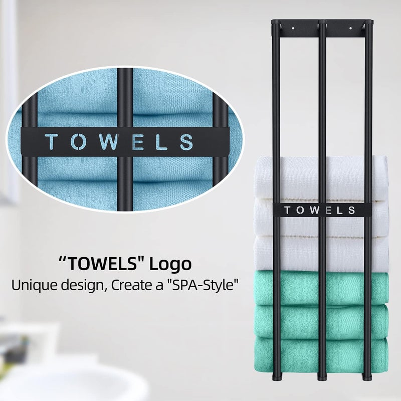 Bethom Towel Racks for Bathroom, 30 Inch Towel Rack for Rolled Towels, Wall Mounted Towel Rack for Small Bathroom, Modern Bath Towel Holder for Space Saving, Black - Image 4